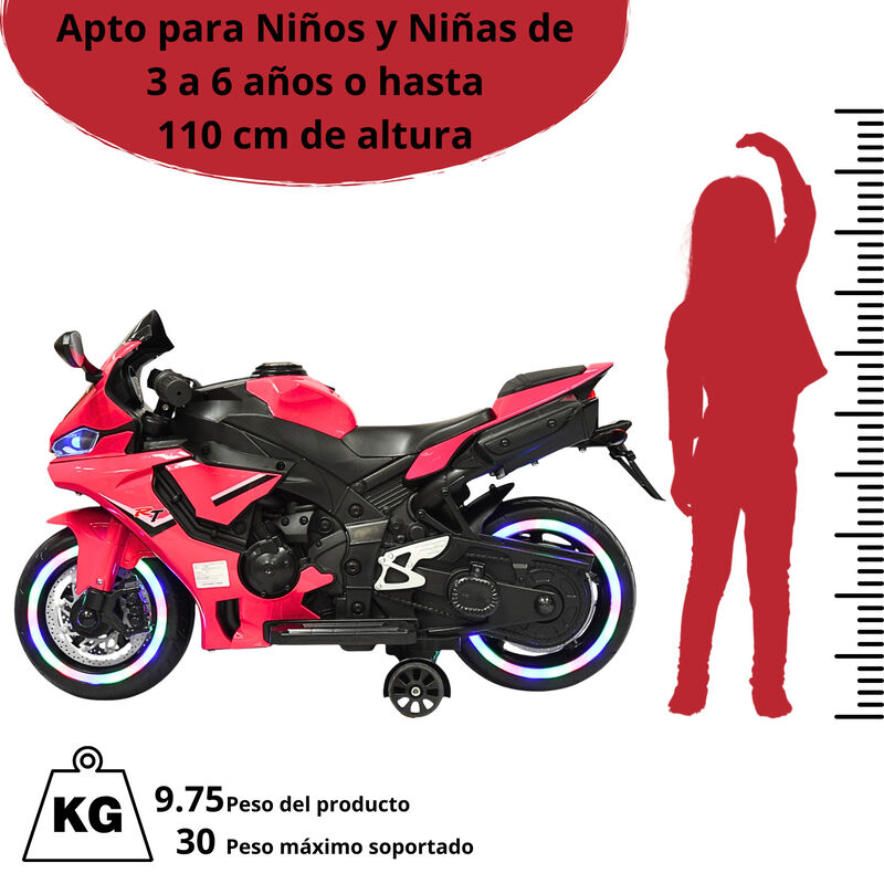 Moto Montable El&eacute;ctrica para Ni&ntilde;os Luces Led So... image number null