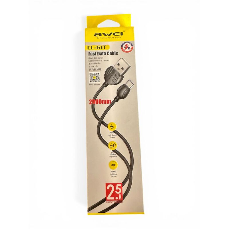 Awei Cl-61t Cable De Carga Tipo C (negro) image number null