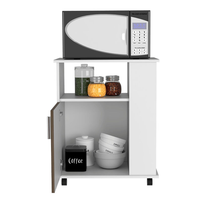 Alacena Tahara Nogal y Blanco Con Rodachinas Vi... image number null