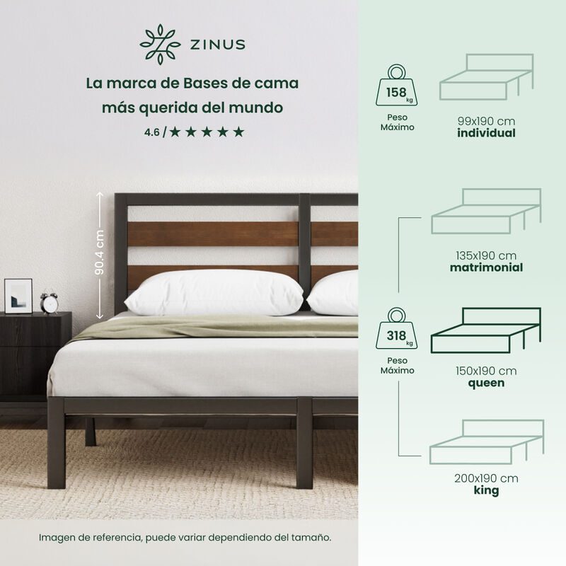 Zinus Shen | Base De Cama Con Cabecera Met&aacute;lica... image number null