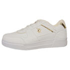 Tenis Mujer Casual V140 Blanco Con Detalles Dorados Premium