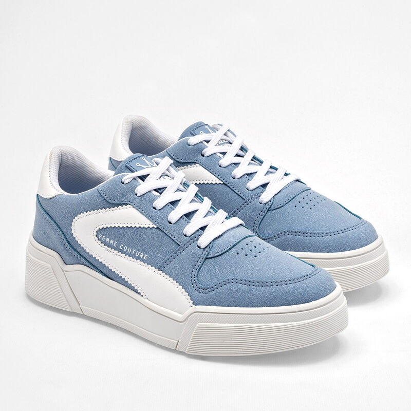 Clasben Tenis urbano para mujer azul blanco BAJ... image number null