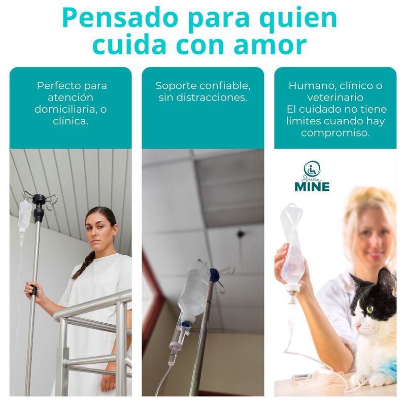 Porta Sueros M&eacute;dico con Ruedas | Base Estable 5... image number null