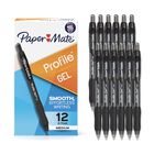 Bol&iacute;grafo De Gel Paper Mate Profile Retr&aacute;ctil De 0,7 Mm, Negro, Paquete De 12
