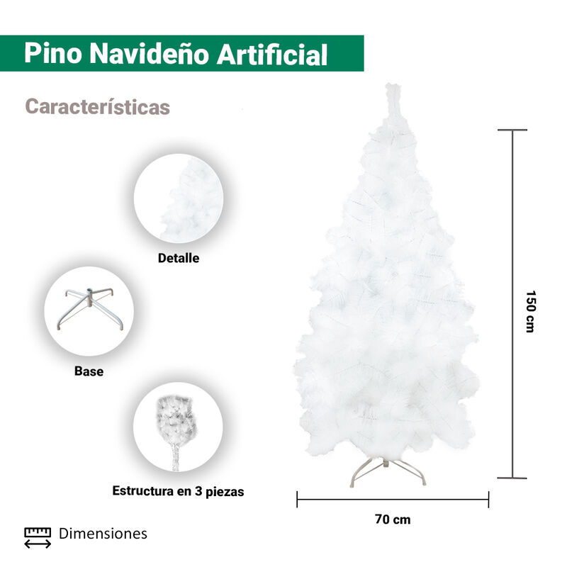 Árbol Navideño Cepillo Artificial Blanco 150 Cm... image number null
