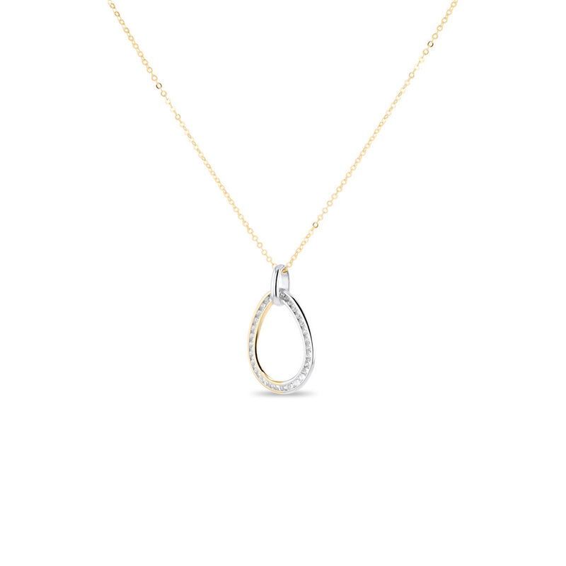 Dije Bicolor 10k Con Zirconias + Cadena (sku C)... image number null