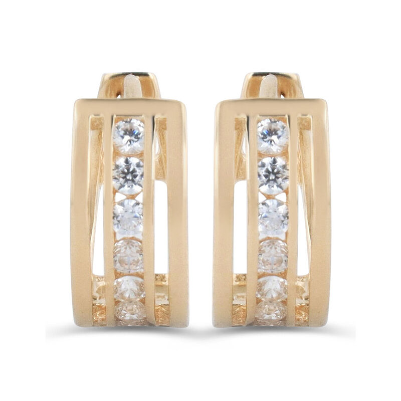 Arracadas De Oro Amarillo 14k Con Zirconias (10... image number null