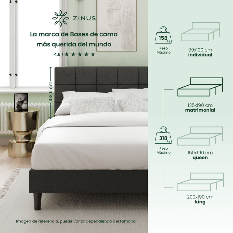 Zinus Leo | Base Cama Matrimonial Con Cabecera ... image number null