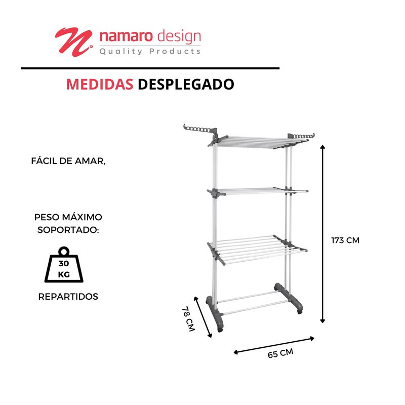 Rack Tendedero Plegable 3 Niveles De Acero Smar... image number null