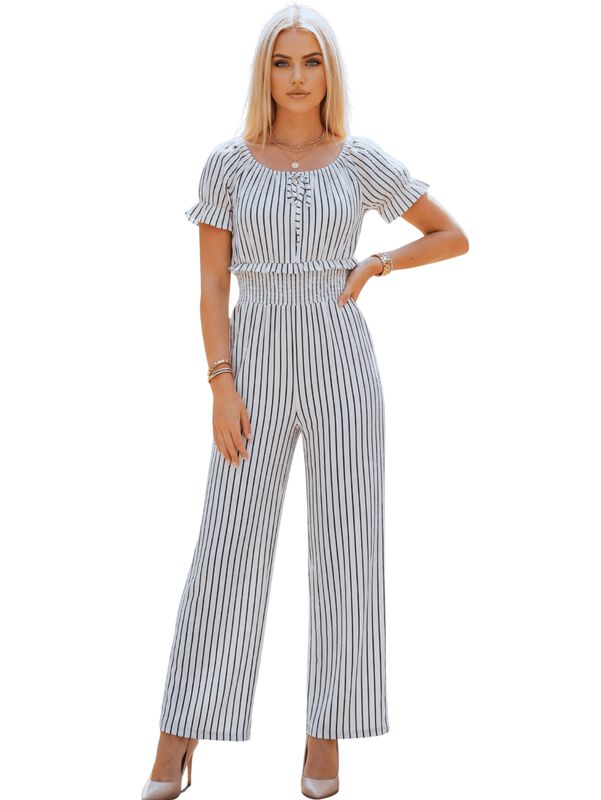 Jumpsuit Ves-1046 Blanco De Manga Corta Y Piern... image number null