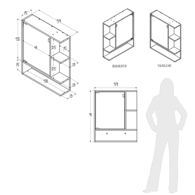 Gabinete con Espejo para ba&ntilde;o Alba Repisa infer... image number null