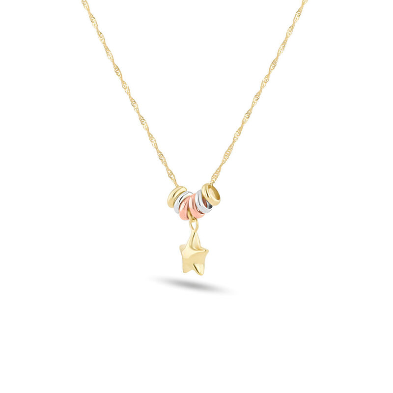 Dije Con Cadena De Oro Florentino 14K Con Estre... image number null