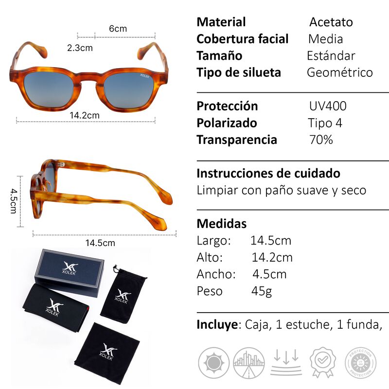 Lentes De Sol Xolek 107 Moda Acetato Hexagonal ... image number null