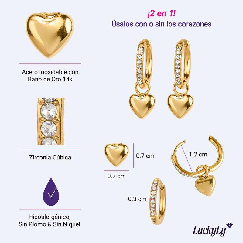 Aretes Zaya Luckyly Aretes 2 En 1 Tipo Arracada... image number null