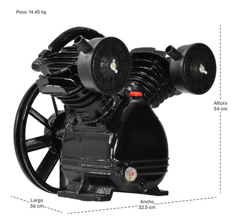 Cabezal para Compresor 3hp 2 Cilindros en W 115... image number null
