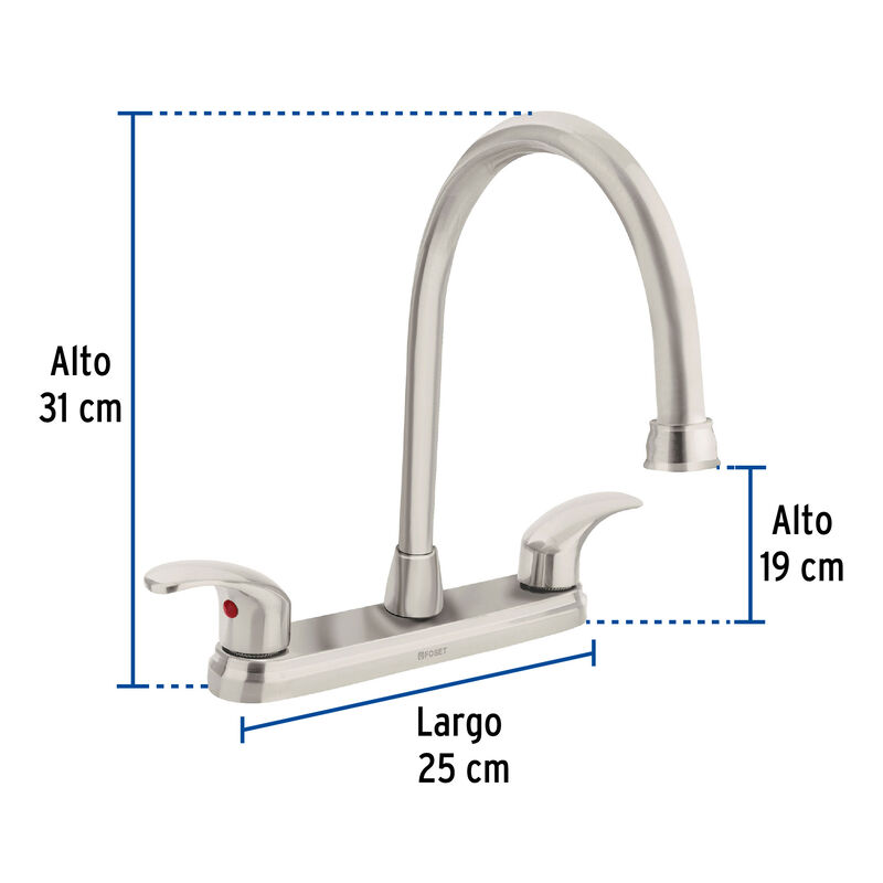 Mezcladora Sat&iacute;n 8' para Lavabo Cuello Largo Pa... image number null
