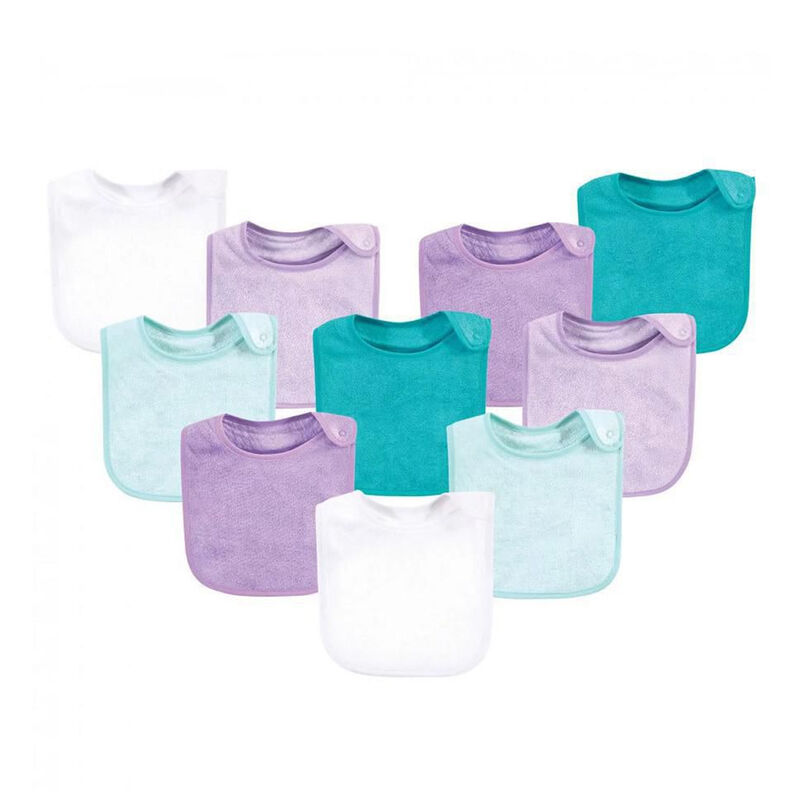 Babero De Tela Beb&eacute; Hudson Baby 10pz Lila Menta image number null