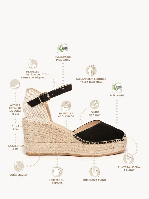 Alpargata Jara Cu&ntilde;a Media Plataforma Ante Negro image number null