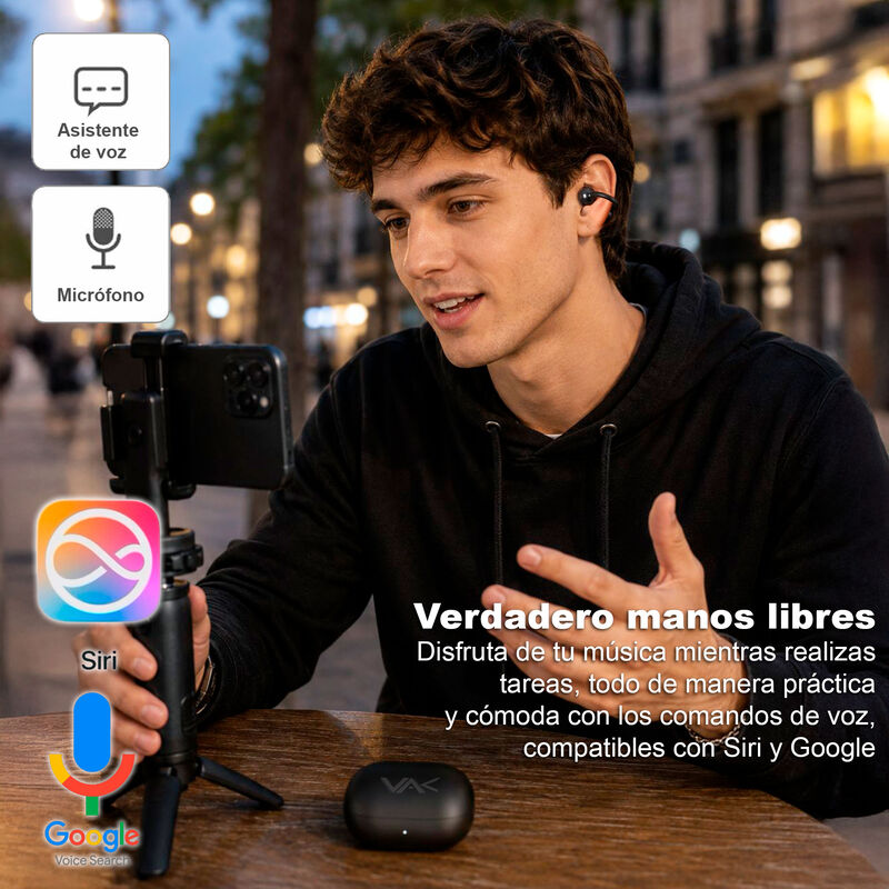 Aud&iacute;fonos Vak Ti8s Tws Ows Bluetooth Clip Siri ... image number null