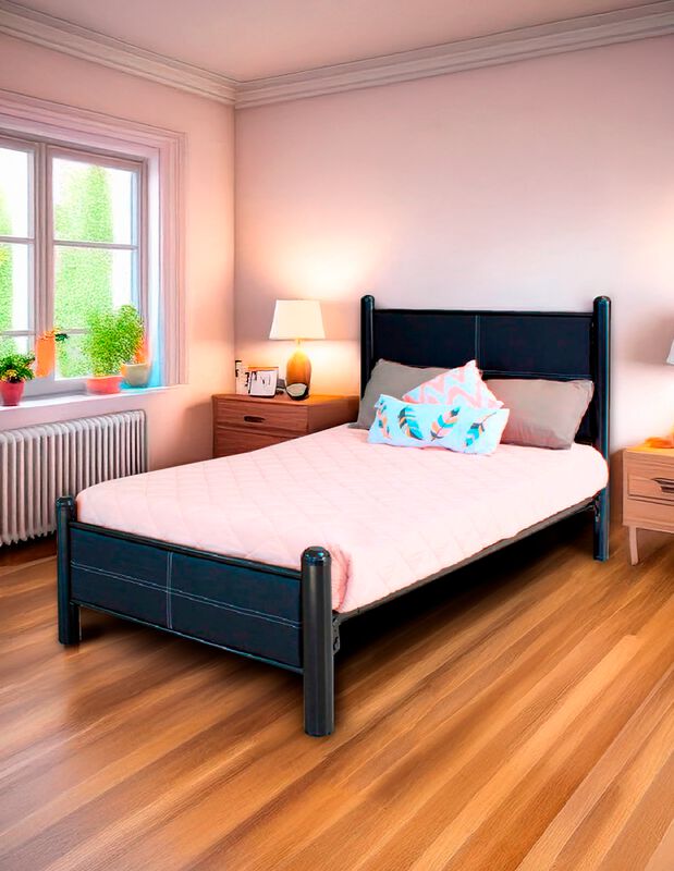 Cama Matrimonial Cruzze Con Cabecera En Vinil C... image number null