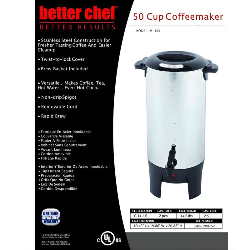 Cafetera Percoladora Better Chef Inoxidable De ... image number null