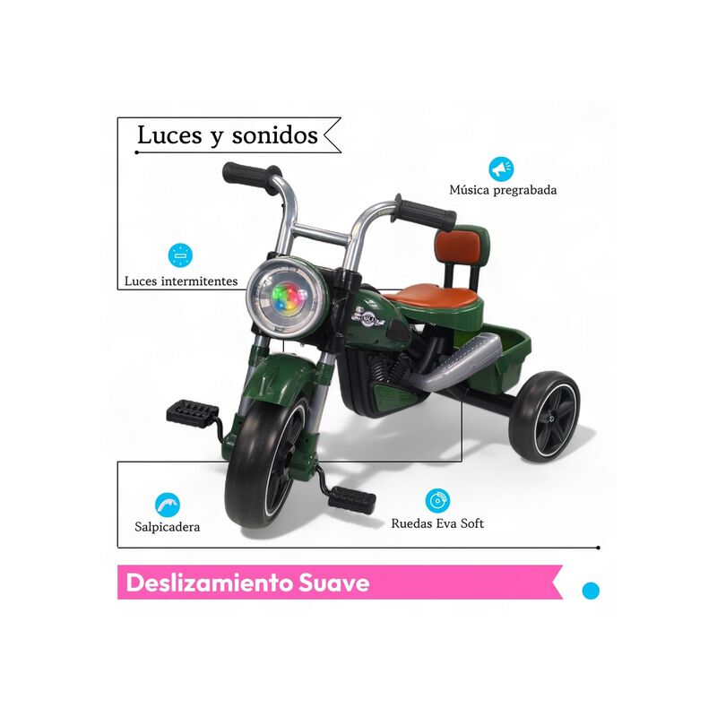 Triciclo Infantil Con Luces, Sonido Y Canastill... image number null