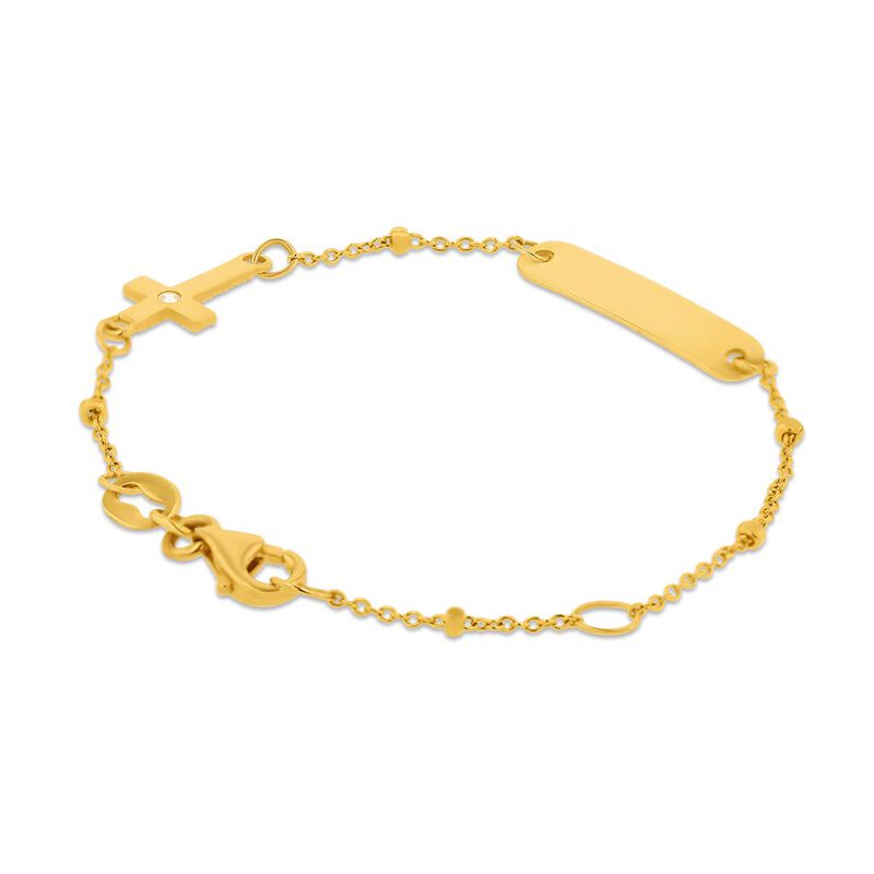 Esclava Con Cruz De Oro Amarillo 14k Con Zircon... image number null