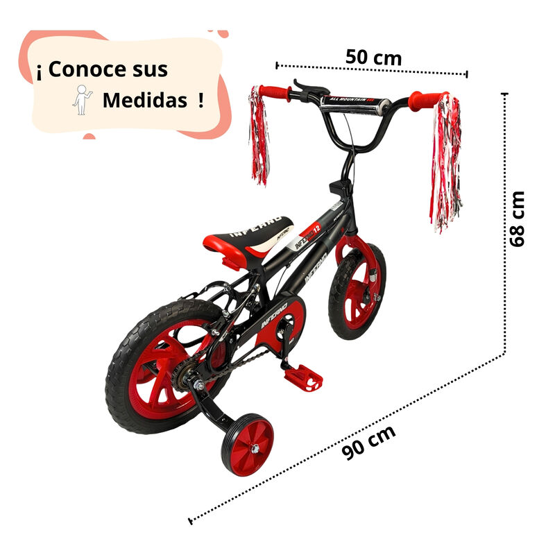 Bicicleta Infantil Ni&ntilde;os R12 Ruedas Auxiliares ... image number null