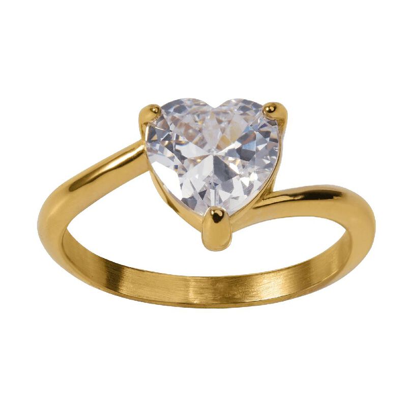 Anillo De Compromiso Luckyly Aida Ba&ntilde;o De Oro R... image number null