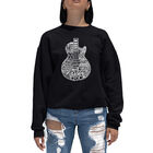 Sudadera De Cuello Redondo Word Art Para Mujer - Rock Guitar Head - Negro