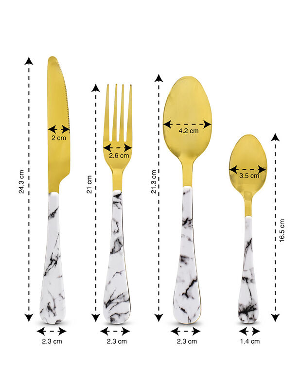 Juego de Cubiertos Marmol Dorados image number null