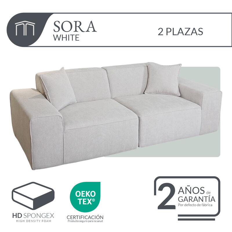 Sofá Espuma Alta densidad SORA White 2 plazas J... image number null