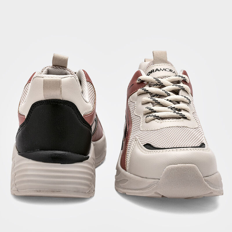 Moramora Tenis urbano para mujer beige rosa neg... image number null