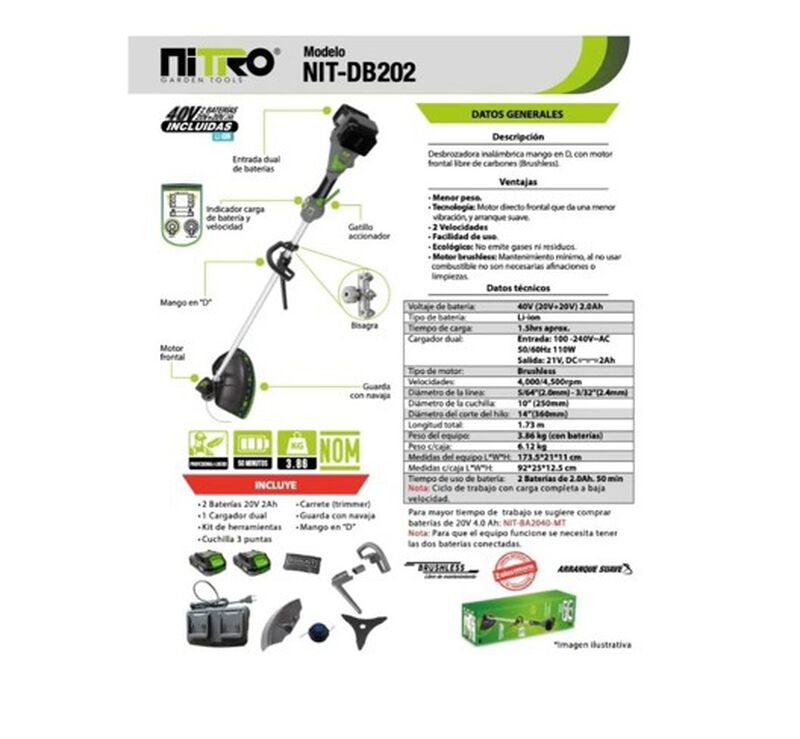 Desbrozadora Orilladora O Wiro Inal&aacute;mbrica 450w... image number null