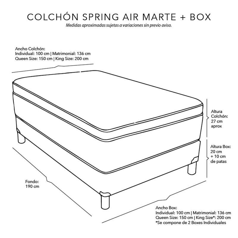 Colchón Matrimonial Spring Air Marte+Sábanas Di... image number null