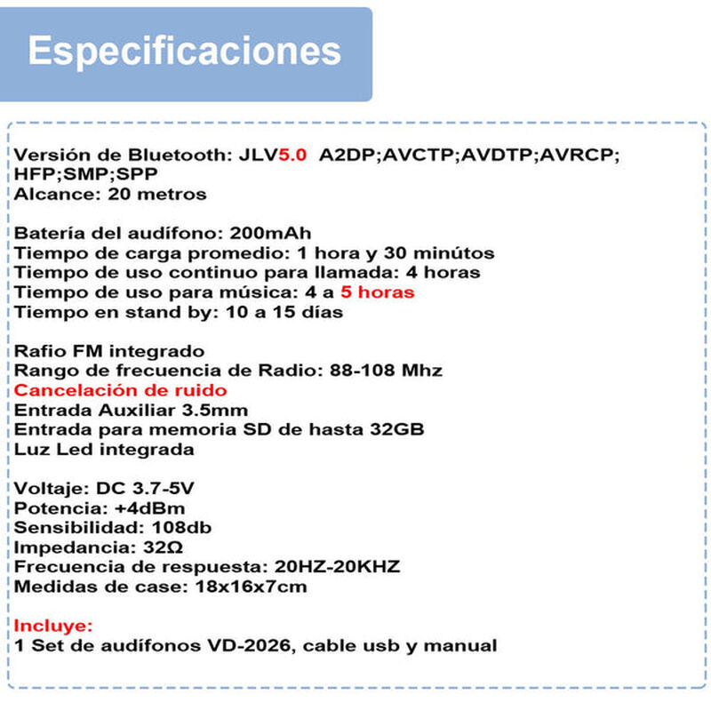 Aud&iacute;fonos Vak 2026 Bluetooth Fm Entrada Sd Aux ... image number null