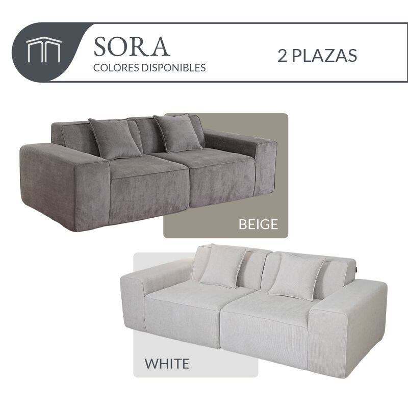 Sof&aacute; Espuma Alta densidad SORA Beige 2 plazas J... image number null