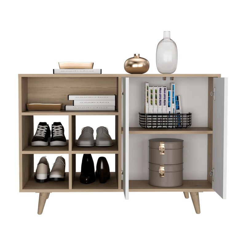 Mesa Auxiliar Zapatero Burdeos Beige Y Blanco C... image number null