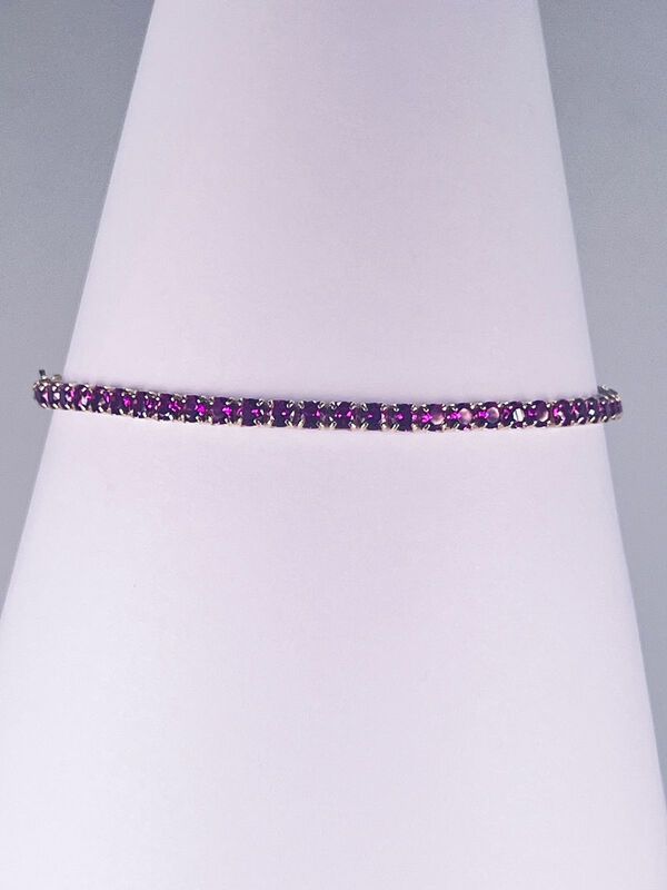 Pulsera De Plata Dorada Con Piedras Rosas image number null