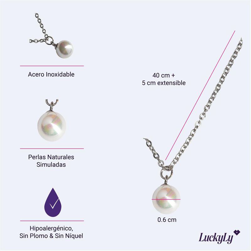 Collares Mujer Perlas Acero Inoxidable Regalos ... image number null