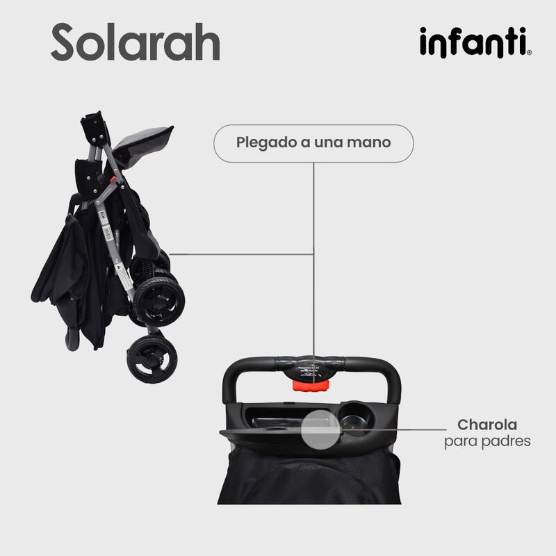 Carriola Solarah Con Portabeb&eacute; Plegable Y Charo... image number null