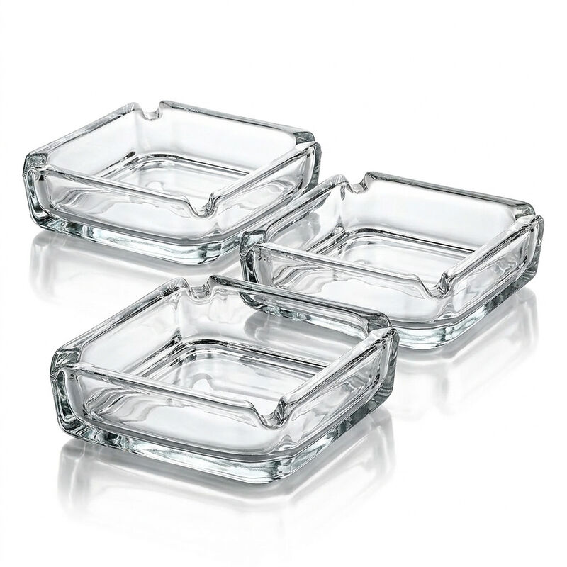 Set De 3 Ceniceros De Vidrio Premium, Dise&ntilde;o Cu... image number null