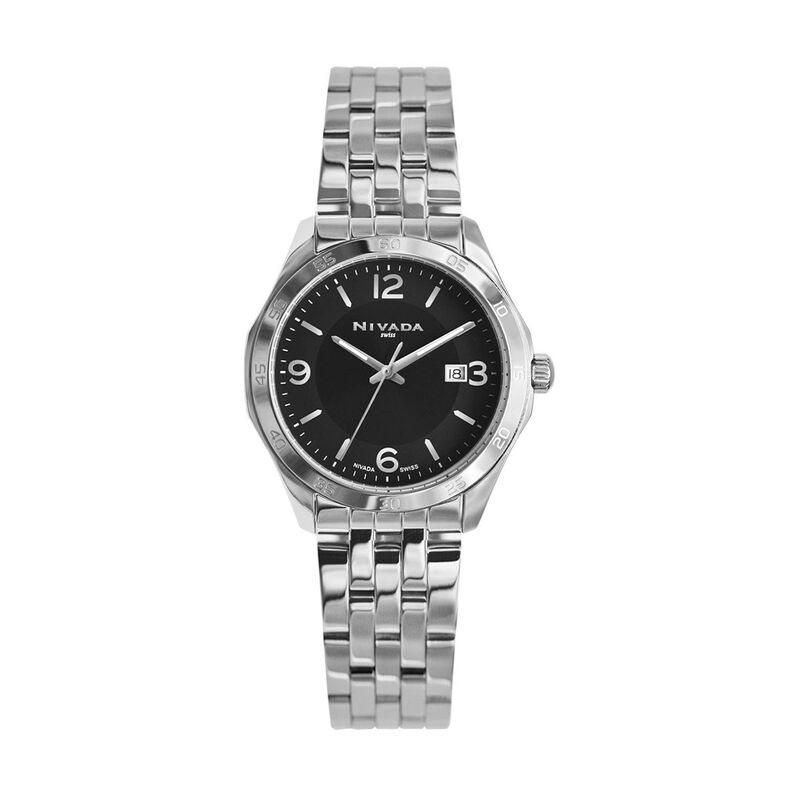Reloj Nivada Corporate Dama Acero Negro Ar&aacute;bigo image number null