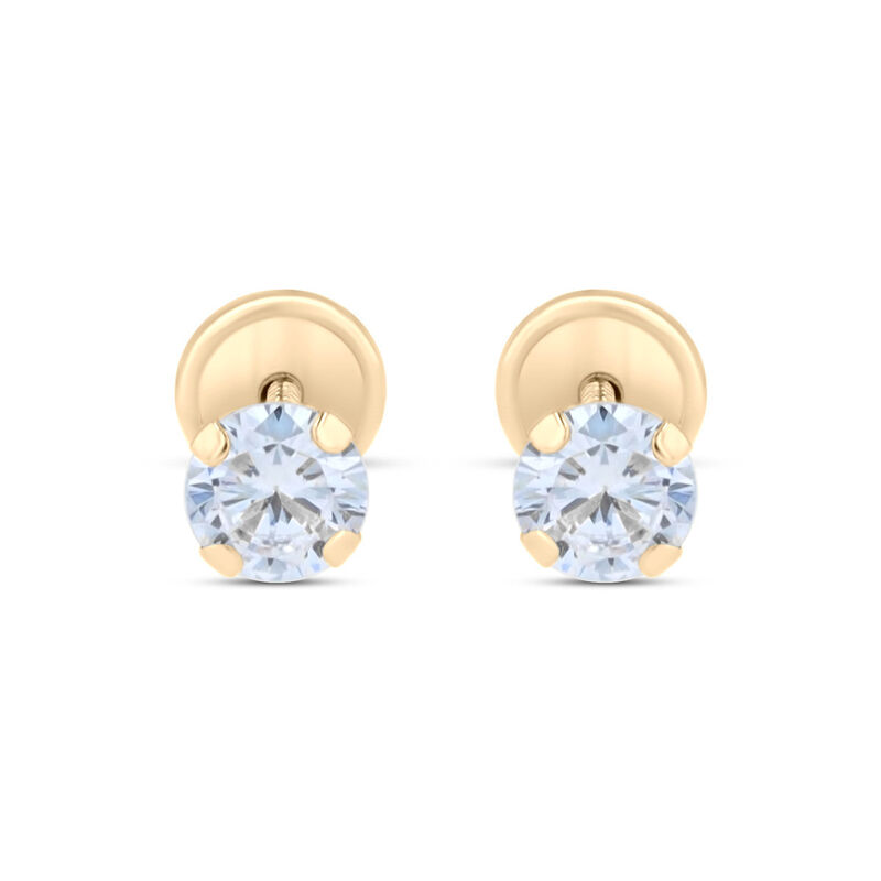Broqueles De Oro Amarillo 14K Con Zirconias (4 ... image number null