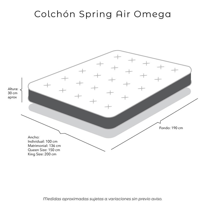 Colch&oacute;n Queen Spring Air Omega + S&aacute;banas Spring... image number null