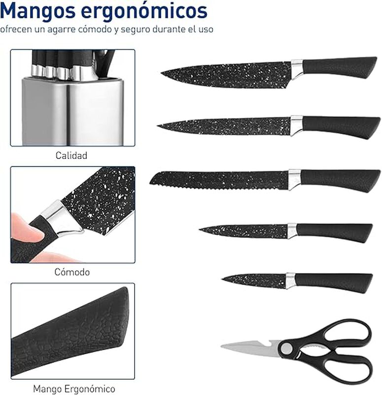 Set de Cuchillos de Acero Inoxidable con Bloque... image number null