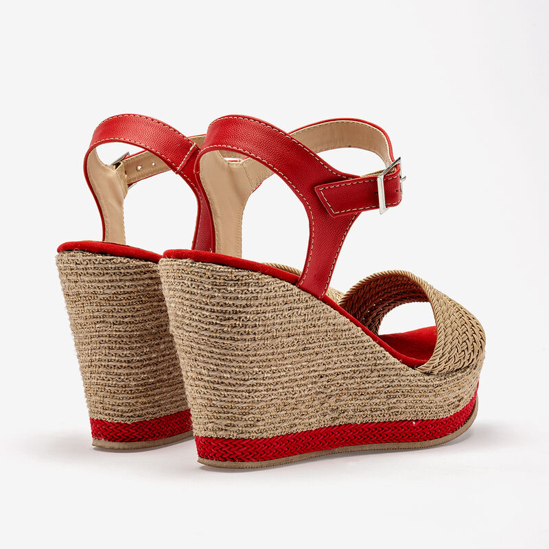 Moramora sandalia cu&ntilde;a para mujer beige rojo co... image number null