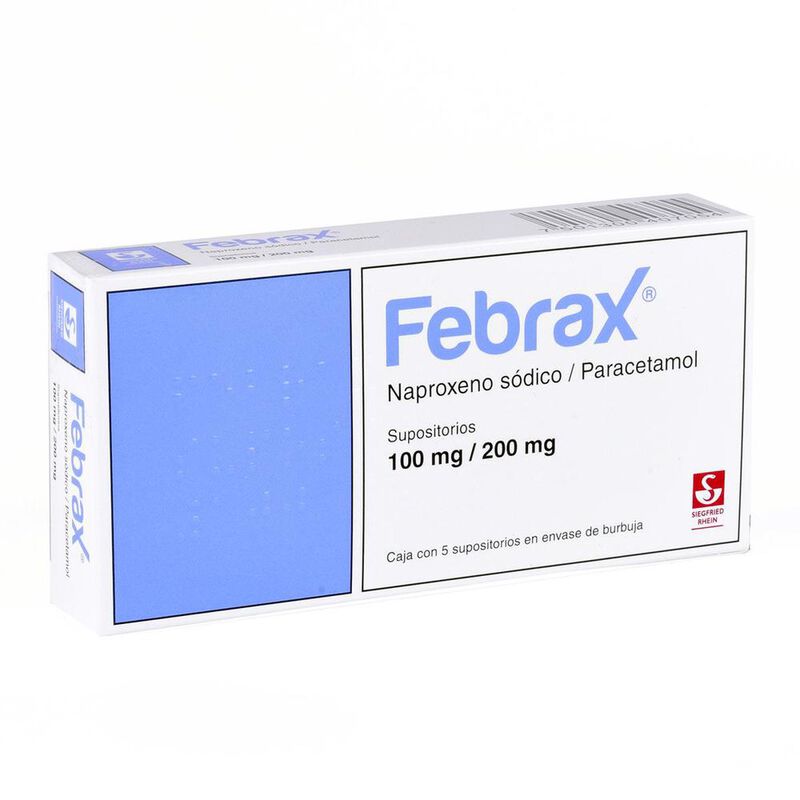Febrax 100 mg/ 200 mg 5 supositorios pediatrico... image number null