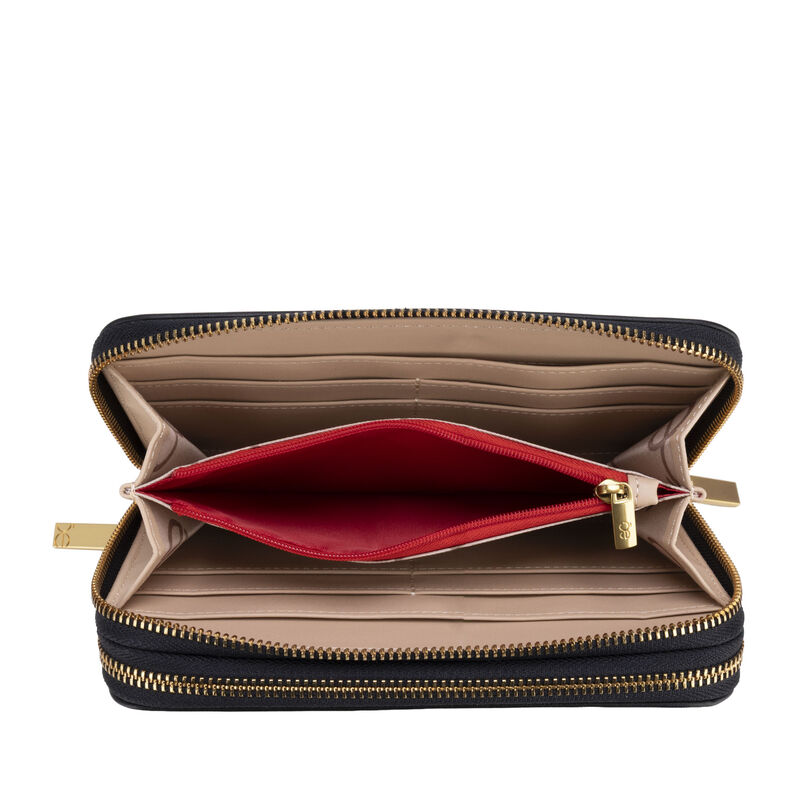 Cartera Cierre Doble Grande Color Negro image number null