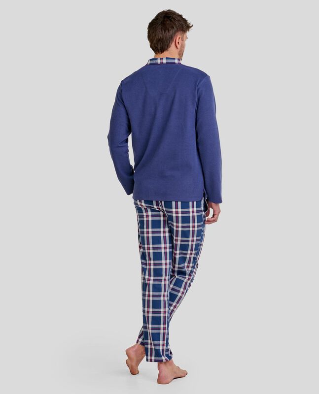 Pijama con Cremallera a Cuadros Marino image number null